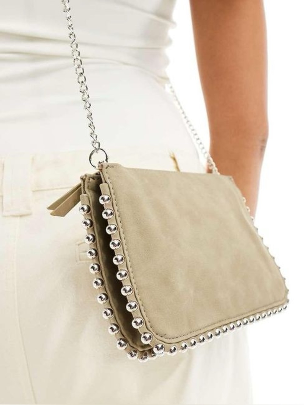 Zara Khaki Suede with silver bead detail